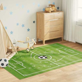 vidaXL Kids Rug Green 160x230 cm Football Field Washable Anti Slip vidaXL