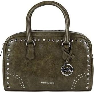 Michael Kors Thompson Medium Distressed Studded Satchel - Dames - Handtassen - Groen - ONE Size - Polyester - Tassen