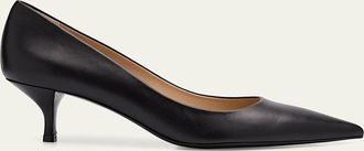 Stuart Weitzman Stuart Leather Kitten-Heel Pumps