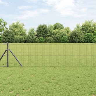 Berkfield Home Euro Fence with 13 Posts 0.4x25 m Galvanised Steel Grey in Silver