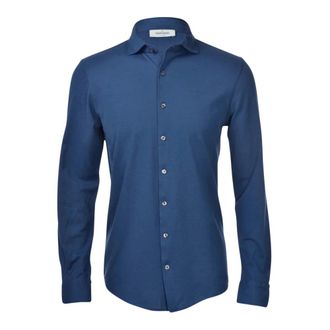 Gran Sasso Jersey Piquet Ultralight Shirt - Heren - Casual Overhemden - Blauw - 2XL - Katoen - Overhemden