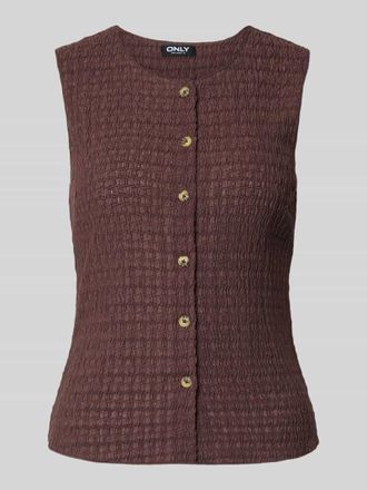 Only Slim Fit Weste mit Seersucker-Struktur Modell ILSE in Schoko, Gr&ouml;&szlig;e XL