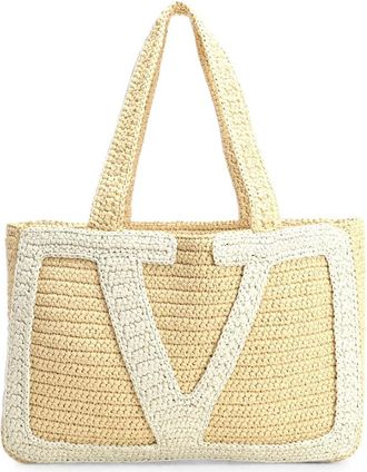 Valentino Garavani Viva Superstar Large Raffia Shopping Bag