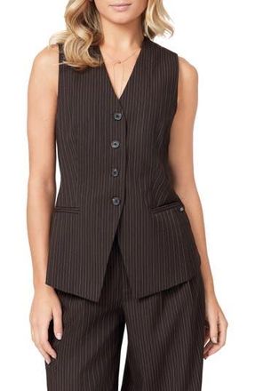 Scotch & Soda Pinstripe Longline Vest in Brown Pinstripe at Nordstrom Rack, Size X-Large