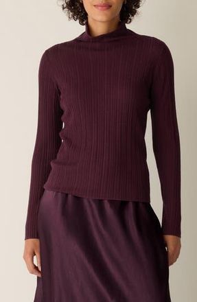 Eileen Fisher Rib Turtleneck Wool Sweater in Wine at Nordstrom Rack, Size Xx-Small