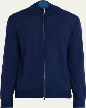 Cesare Attolini Mens Cashmere Mock Neck Full-Zip Sweater