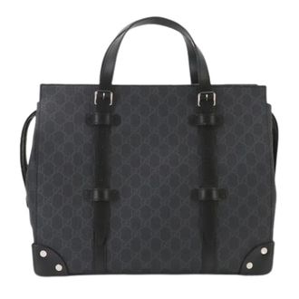 Gucci Vintage, unisex, Zwart, ONE Size, Leer, Pre-owned GG Supreme Canvas Tote Bag