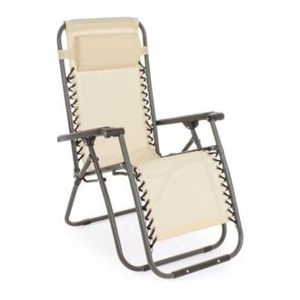 BIZZOTTO Bizzotto - Sedia a Sdraio Beige Pieghevole e Reclinabile in Metallo - Dimensioni: 65x176x80 cm