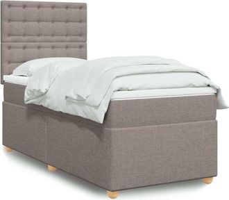 vidaXL Cama Box Spring Con Colch&oacute;n Tela Gris Taupe 80x200 Cm Vidaxl