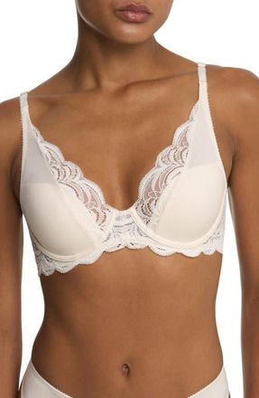 Natori Persuasion Lace Convertible Plunge T-Shirt Bra in Ivory at Nordstrom, Size 36Ddd