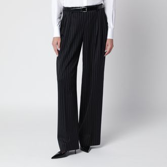 Dolce & Gabbana Pantaloni con cintura neri motivo gessato