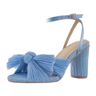 Generic Women Summer Platform High Heel Dressy Bow Strap Open Toe Large Size Footwear Sandals for Ladies Casual Outing (Blue, 4.5)