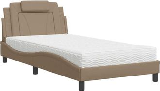 vidaXL Cama Con Colch&oacute;n Cuero Sint&eacute;tico Capuchino 100x200 Cm Vidaxl