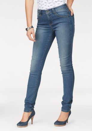 Arizona Slim-fit-Jeans ARIZONA Curve-Collection, Damen, Gr. 38, N-Gr, blau (blau used), Jeans, Obermaterial: 99% Baumwolle, 1% Elasthan, Basic, schmal lang, J