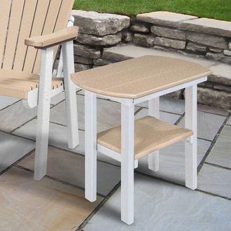 American Furniture Classics OS Home and Office Model 525WWWT Oval End Table in Weatherwood with a White Base, Made in the USA