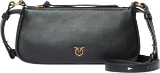 Pinko Pinko, Tassen, Dames, Zwart, ONE Size, Leer, Mini Half Moon Bag