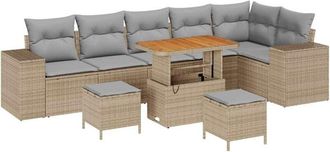 vidaXL Garden Sofa Set with Cushion 9 pcs Beige and Light Grey vidaXL