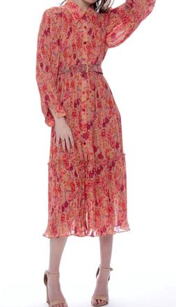 Gracia Floral Midi Dress In Red