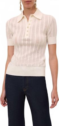 Zimmermann Ribbed Knit Polo In Cream