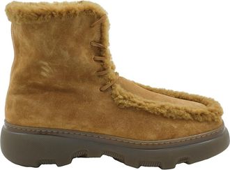Burberry Shearling-Trim Suede Creeper Boots, Brand Size 41.5 (US Size 8.5)