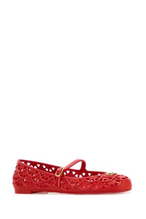 Valentino Garavani Womens Red Rubber Vlogo Signature Ballerinas Coralred Ballerine Flat Shoes