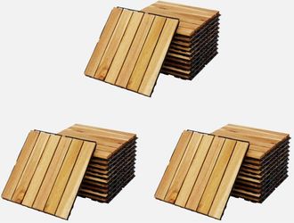 Sweeek Juego De Baldosas De Madera Para Terraza De 30 X 30 Cm, Dise&ntilde;o Lineal