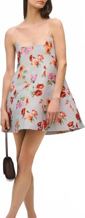 Brandon Maxwell Zinnia Mini Dress In Light Blue Floral