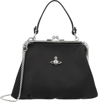 Vivienne Westwood Black Silver Accent Polyurethane-Blend Handbag