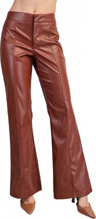 Glam High-Waisted Faux Leather Pants In Brown