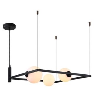 Netlighting Modern Hanging Pendant Black 3 Light with White Shade G9
