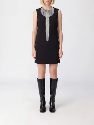 Sportmax Cr&ecirc;pe Sheath Minidress with Jewelled Fringes and Halter Neck