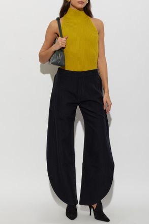Alaia Wool Trousers, Womens, Black