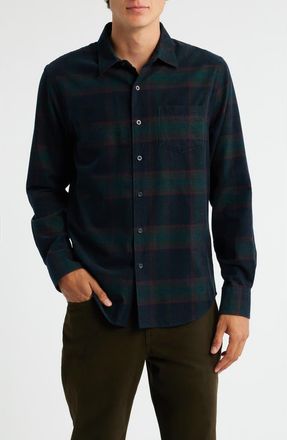 Vince Holme Plaid Cotton Corduroy Button-Up Shirt in Coastal Combo at Nordstrom, Size Xx-Large