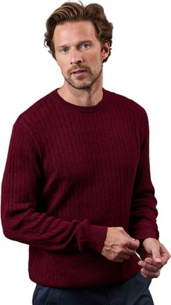 Maine Premium Pure Cotton Cable Crew Neck Jumper, M, Burgundy