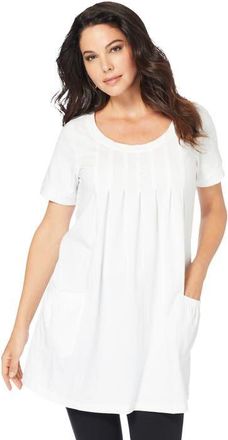 Roaman's Plus Size Two Pocket Soft Knit Swing Tunic in White at Nordstrom, Size 6X