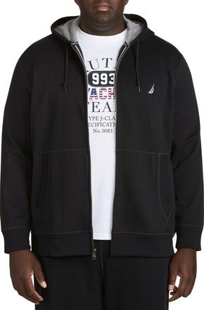 Nautica Big & Tall Full-Zip Fleece Hoodie in True Black at Nordstrom, Size 4X Big