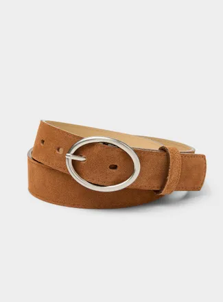 Simons Womens Oval buckle minimalist suede belt