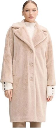 Joseph Ribkoff Faux Fur Straight Coat - Dames - Mantel - Beige - L - Leer - Jassen