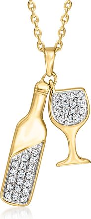 Ross-Simons Diamond Wine Bottle Necklace in 18kt Gold Over Sterling