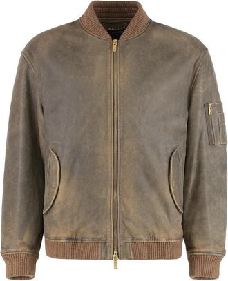 Golden Goose Biker Jacket - Heren - Leren en Su&egrave;de Jassen - Bruin - M - Wol - Jassen