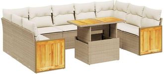 vidaXL Juego De Sof&aacute;s Jard&iacute;n Con Cojines Beige 10 Pzas Rat&aacute;n Sint&eacute;tico Vidaxl