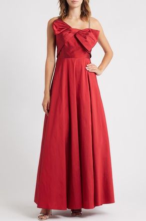 Eliza J Rhinestone Strap Bow Bodice Gown in Red at Nordstrom, Size 12