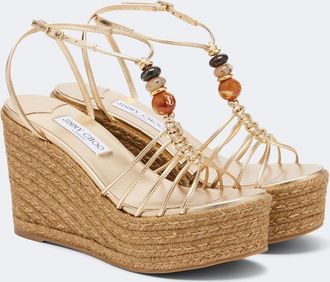 Jimmy Choo London Lemi embellished leather wedge sandals