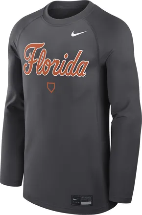 Nike Florida Dugout Game Time Nike Mens Dri-FIT College Long-Sleeve T-Shirt in Grey | 013D06FUFN-NHU