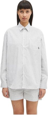 Sporty & Rich SRC Oversized Gestreepte Blouse - Dames - Overhemden - Wit - XS - Katoen - Overhemden