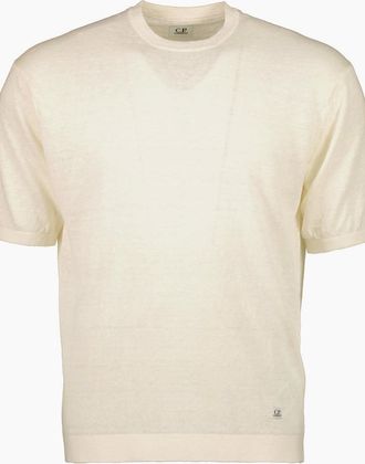 C.P. Company Mens Linen Knitted T-Shirt - White - Size: 38