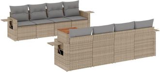 vidaXL Juego De Sof&aacute;s Jard&iacute;n Con Cojines Beige Mezcla 9 Pzas Rat&aacute;n Pe Vidaxl