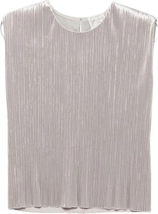Forte_Forte Pliss&eacute;-effect Metallic Top - Dames - Tops zonder mouwen - Grijs - S - Tops