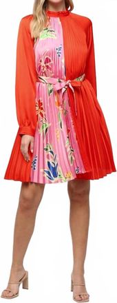 Fate Bront&euml; Pleated Dress In Orange Multi