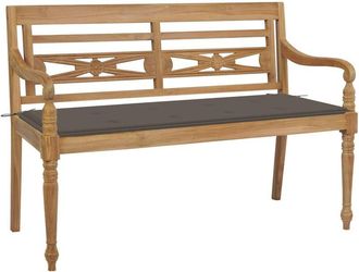 vidaXL Vidaxl - Banco Batavia Madera Maciza De Teca Con Coj&iacute;n Gris Taupe 120 Cm